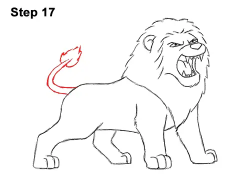 How to Draw a Lion Roaring (Cartoon)