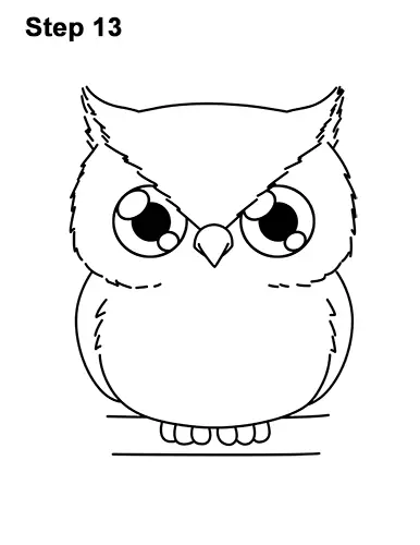 owl cartoon draw drawing step pen chibi pencil carefully permanent marker lines using