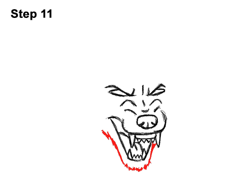 How to Draw a Wolf Growling (Cartoon)