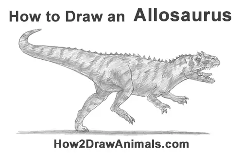 How to Draw Allosaurus Dinosaur Running Mouth Teeth