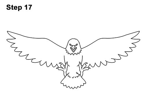 How to Draw Angry Cartoon Bald Eagle Flying Wings Talons 17