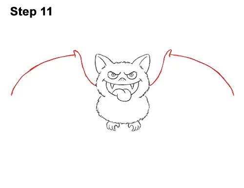 How to Draw Angry Funny Cute Halloween Cartoon Bat 11