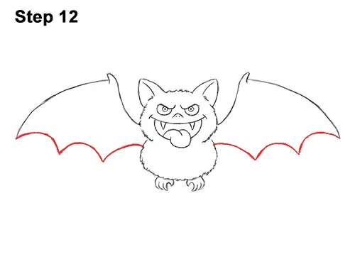 How to Draw Angry Funny Cute Halloween Cartoon Bat 12
