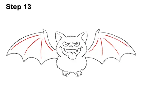 How to Draw Angry Funny Cute Halloween Cartoon Bat 13