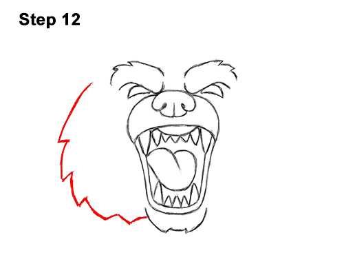 How to Draw a Cartoon Grizzly Bear Head Roaring 12
