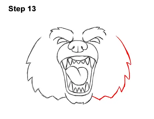 How to Draw a Cartoon Grizzly Bear Head Roaring 13