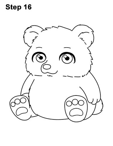 How to Draw a Cute Little Mini Chibi Cartoon Brown Bear Cub 16