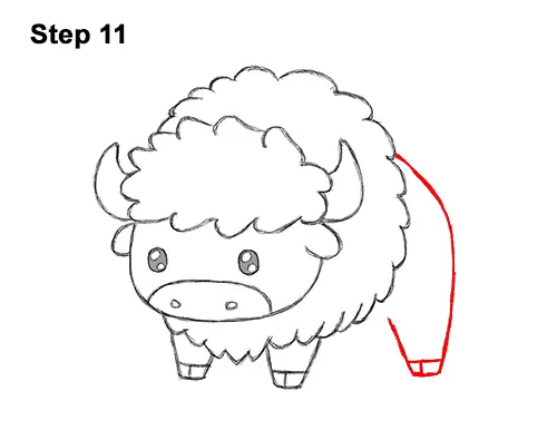 How to Draw Cute Cartoon Bison Buffalo 11