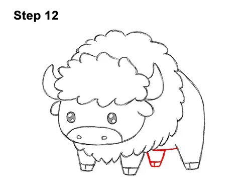 How to Draw Cute Cartoon Bison Buffalo 12