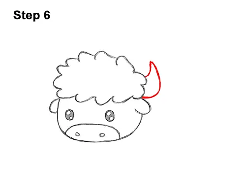 How to Draw Cute Cartoon Bison Buffalo 6