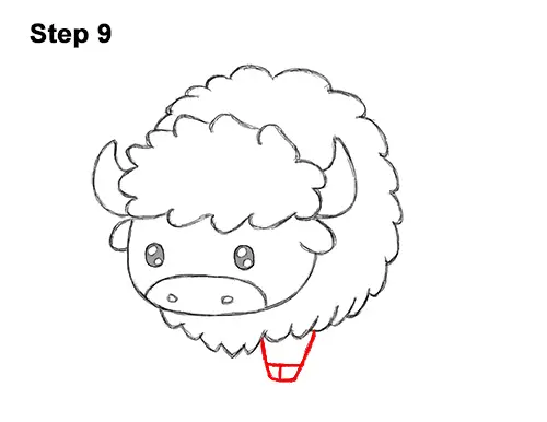 How to Draw Cute Cartoon Bison Buffalo 9