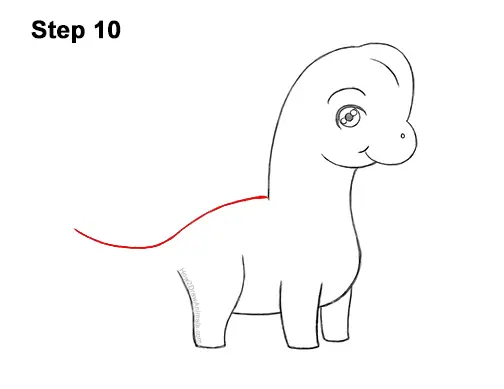 How to Draw a Cute Cartoon Brachiosaurus Dinosaur Chibi Kawaii 10