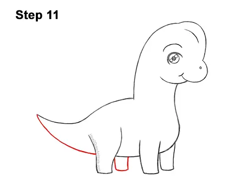 How to Draw a Cute Cartoon Brachiosaurus Dinosaur Chibi Kawaii 11