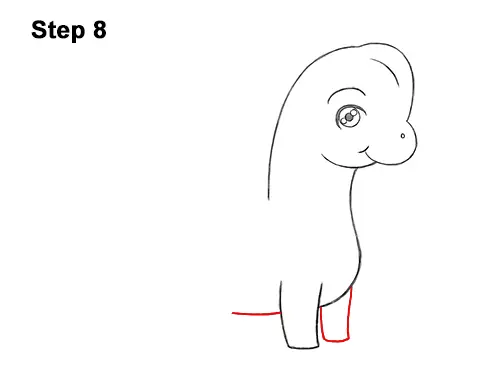How to Draw a Cute Cartoon Brachiosaurus Dinosaur Chibi Kawaii 8