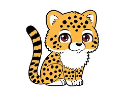 How to Draw a Cute Cartoon Cheetah Sitting Chibi Kawaii