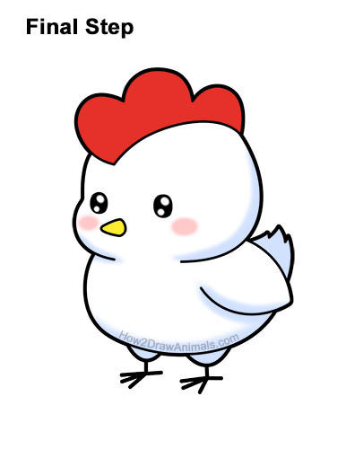 How to Draw a Chicken (Cartoon) VIDEO & Step-by-Step Pictures