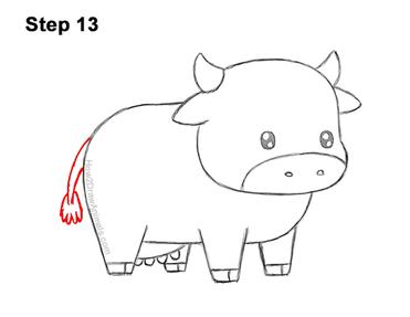 how to draw a cute cartoon cow