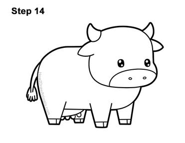 how to draw a cute cartoon cow