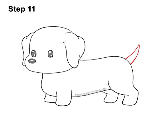 How to Draw a Cute Cartoon Dachshund Wiener Puppy Dog Chibi Kawaii 11