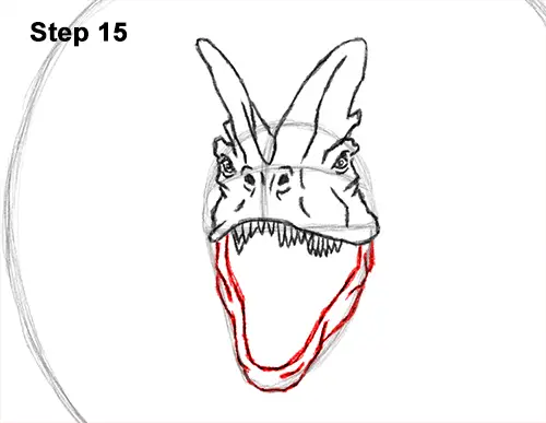 Draw Dinosaur Dilophosaurus 15