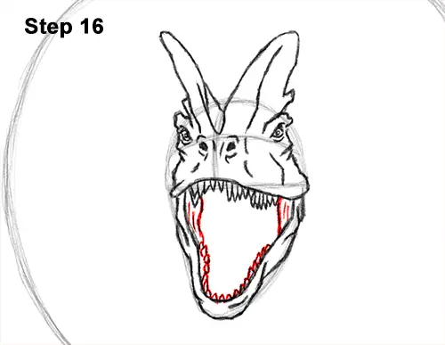Draw Dinosaur Dilophosaurus 16