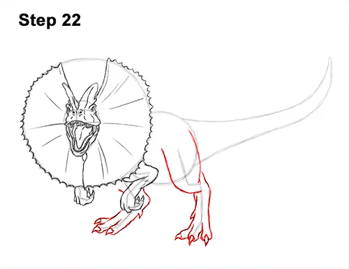 Draw Dinosaur Dilophosaurus 22