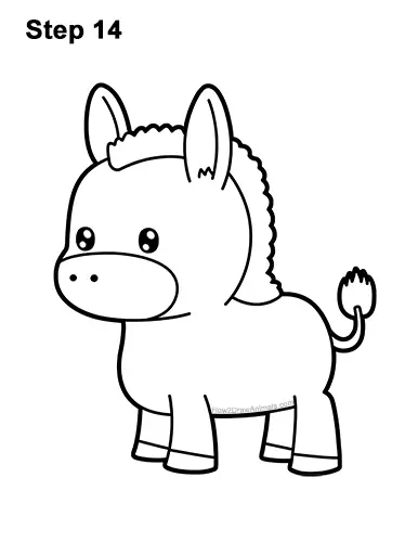 How to Draw a Donkey (Cartoon) VIDEO & Step-by-Step Pictures