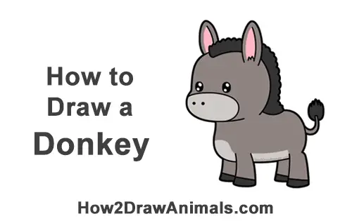 How To Draw A Donkey Cartoon Video Step By Step Pictures