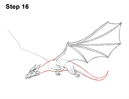 How to Draw a Dragon Flying Wings 16