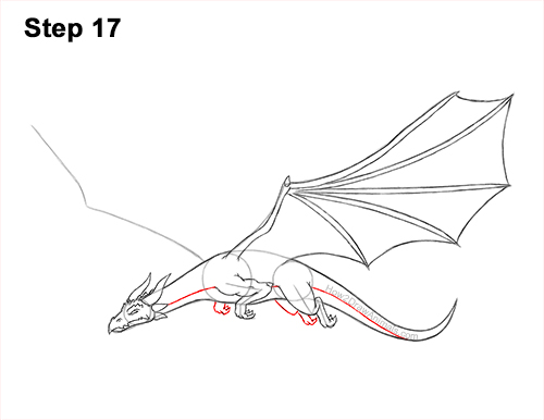 How to Draw a Dragon Flying Wings 17