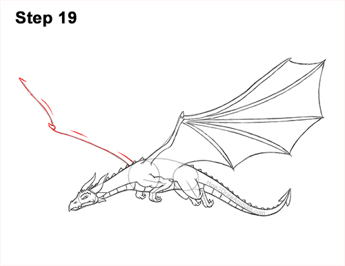 How to Draw a Dragon Flying Wings 19