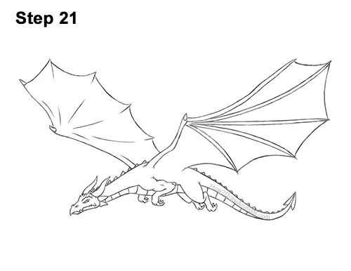 How to Draw a Dragon Flying Wings 21