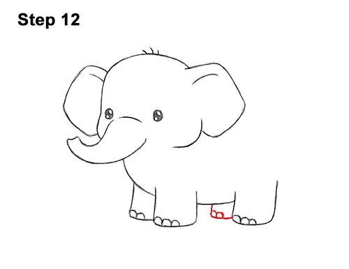 How to Draw Cute Cartoon Elephant Chibi 12