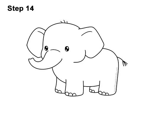 How to Draw Cute Cartoon Elephant Chibi 14
