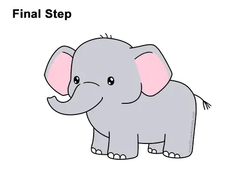 How to Draw Cute Cartoon Elephant Chibi