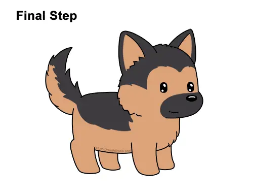How to Draw Cute Cartoon German Shepherd Puppy Dog
