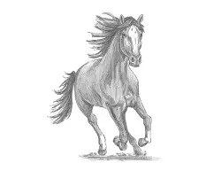 How to Draw a Horse Running Forward Front View