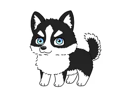 How to draw a cute Husky Puppy Dog cartoon