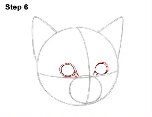 How to Draw Cute Cat Kitten Head Face Portrait 6
