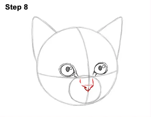 How to Draw Cute Cat Kitten Head Face Portrait 8