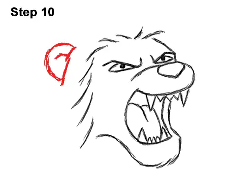 How to Draw Tough Cool Angry Cartoon Lion Roaring 10