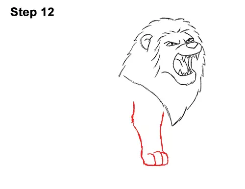 How to Draw Tough Cool Angry Cartoon Lion Roaring 12