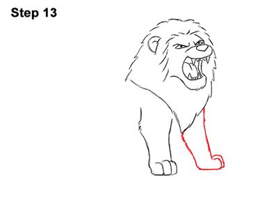 How to Draw a Lion Roaring (Cartoon)