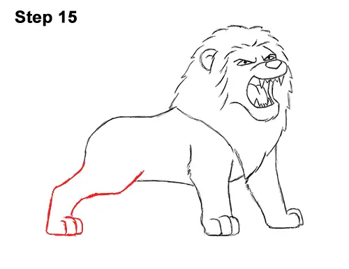 How to Draw Tough Cool Angry Cartoon Lion Roaring 15