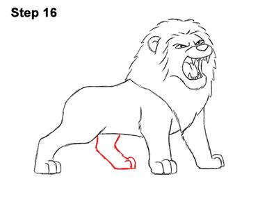 How to Draw a Lion Roaring (Cartoon)