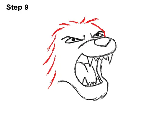 How to Draw Tough Cool Angry Cartoon Lion Roaring 9