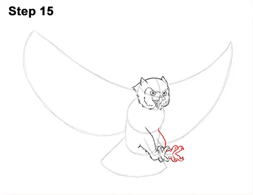 How to Draw a Great Horned Owl Flying Hunting Wings 15