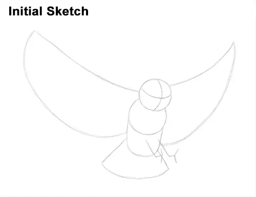 How to Draw a Great Horned Owl Flying Hunting Wings Initial Sketch