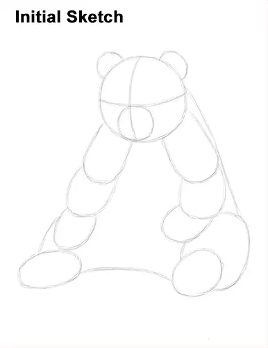 How to Draw Cute Giant Panda Bear Sitting Initial Sketch