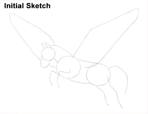 Draw Pegasus Horse Wings Sketch